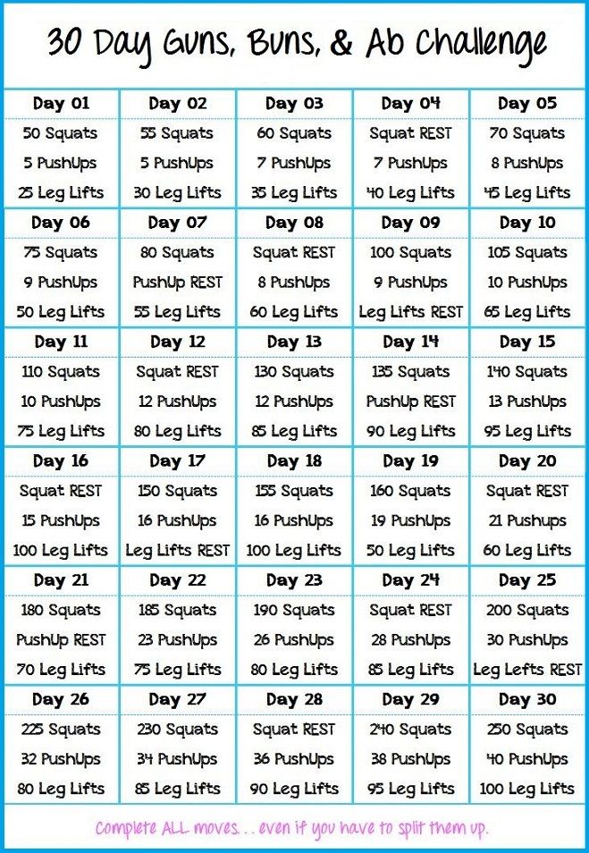 30 Day Challenge Weight Loss Calendar
